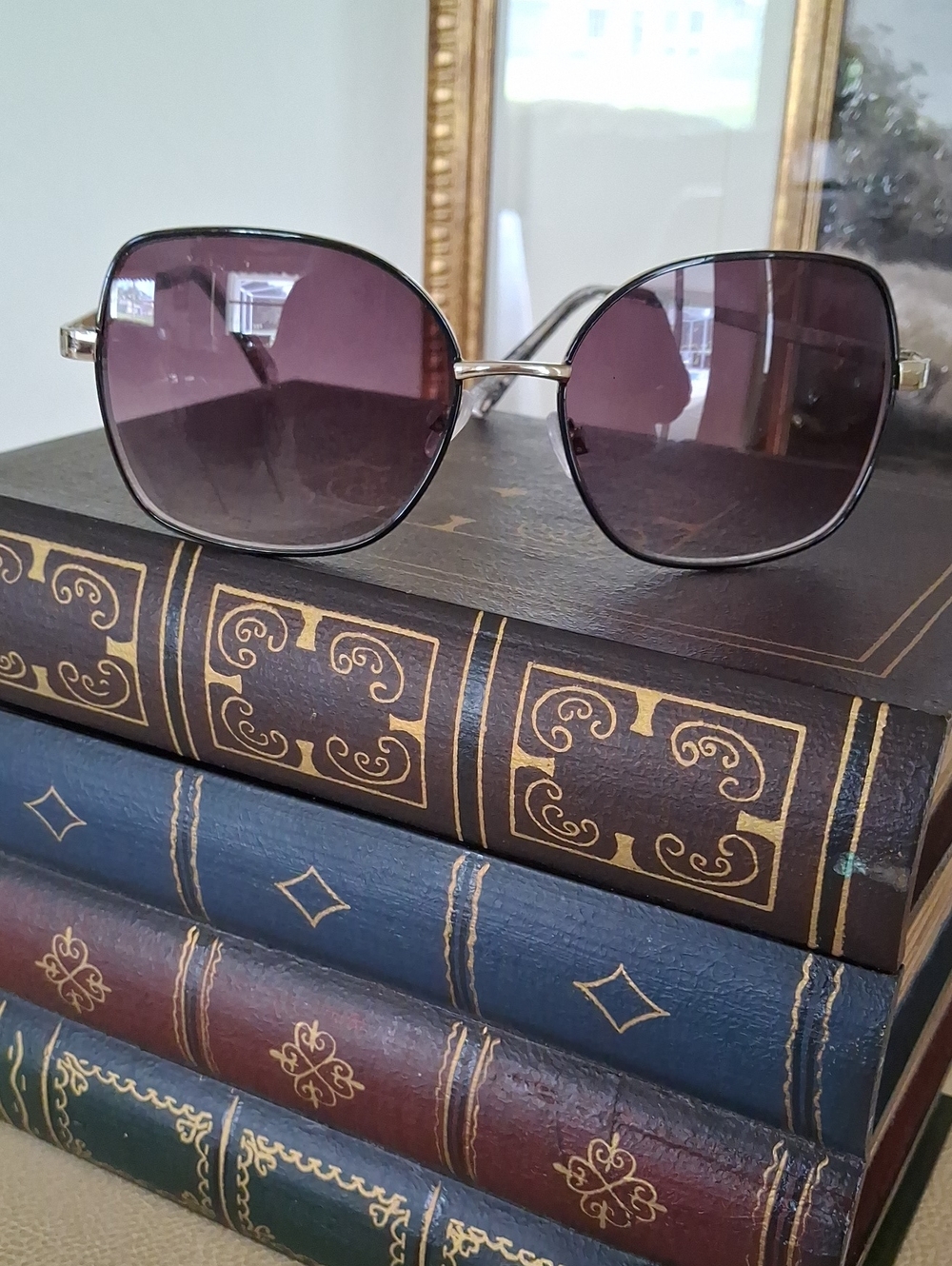 Women's Oversized Sunglasses in Brown with Gold Frame